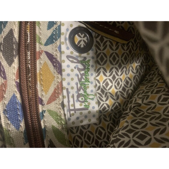 Fossil Multicolor Geometric Print Canvas Crossbody Bag with Leather Trim - Picture 10 of 10